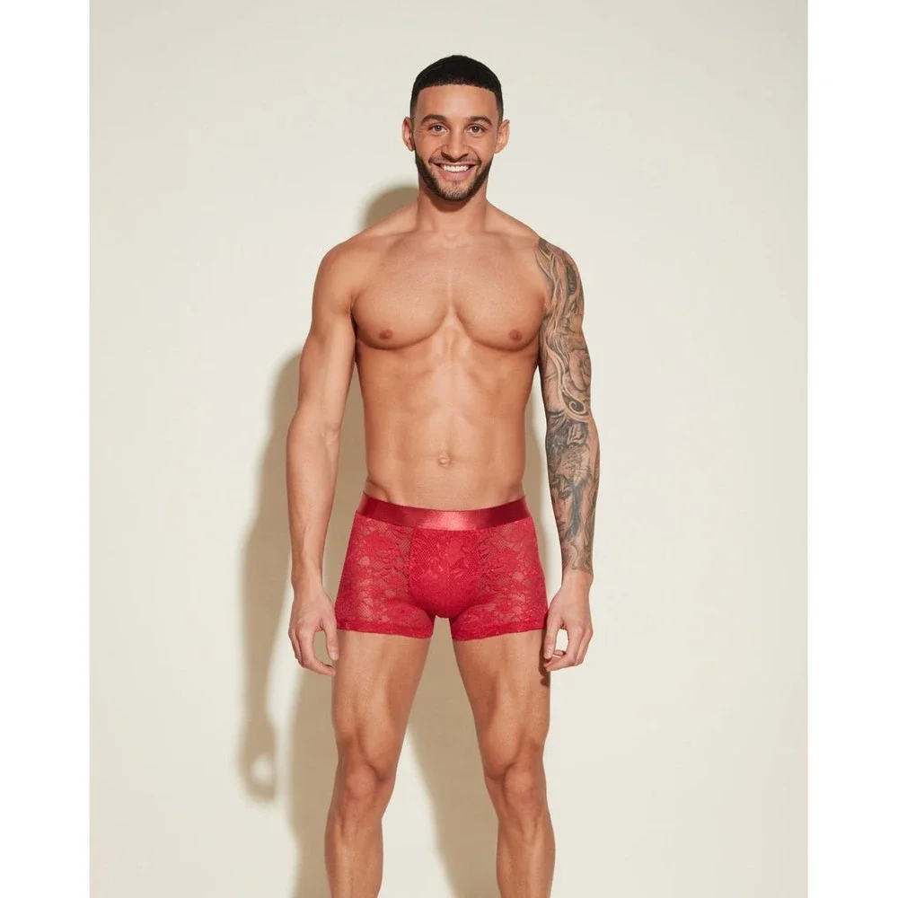 Cosabella Never Say Never Lace Trunk‎ Shorts Red size XL NWT